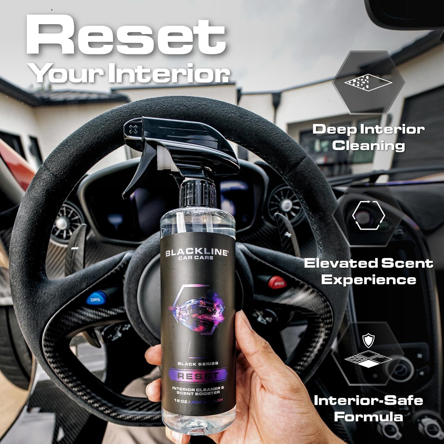 Luxury Scented Leather Interior Car Cleaner Reset Deep Cleans & Deodorizes All Surfaces, Ph-Neutral High-Foam Formula, Long-Lasting Premium Fragrance and Deodorization for Car - Oasis
