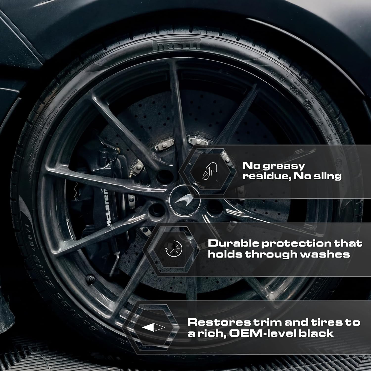 Blackout Sprayable Trim and Tire Dressing - Premium Satin Finish, No Sling, UV and Water Resistant - for Plastic, Rubber, Vinyl, and Tires - Safe for All Vehicles - 16 Fl Oz