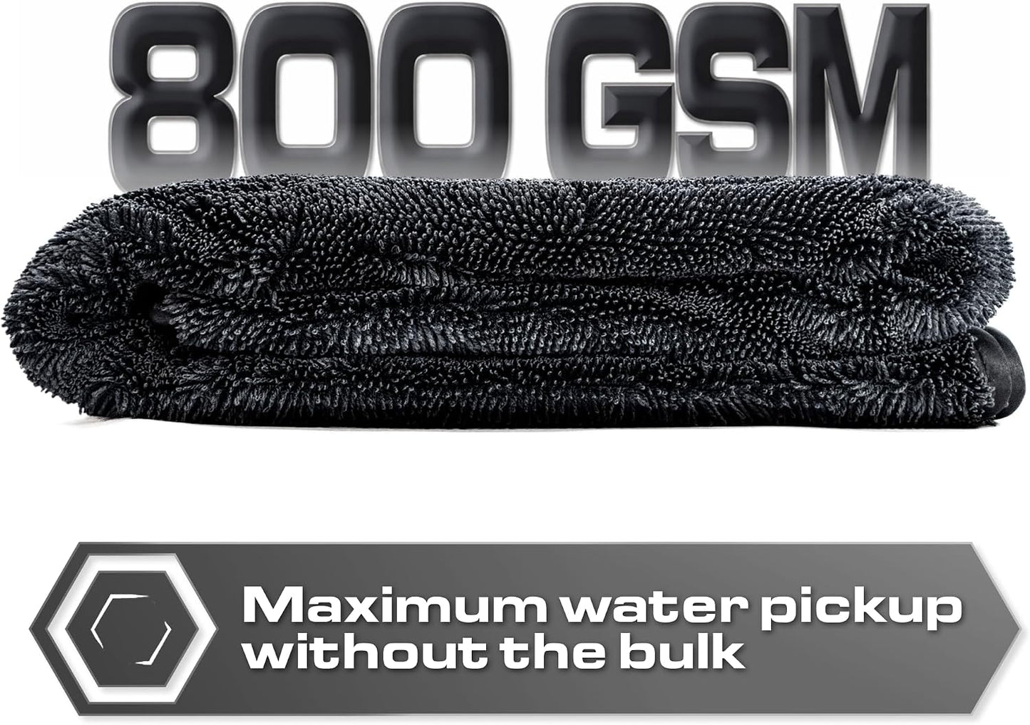 24"X36" Slim Twisted-Loop Drying Towel, 800GSM, Streak Free, Lint Free, Reusable - Car Accessories, Bath Towels, Microfiber Cleaning Cloth - One Pass Is All You Need