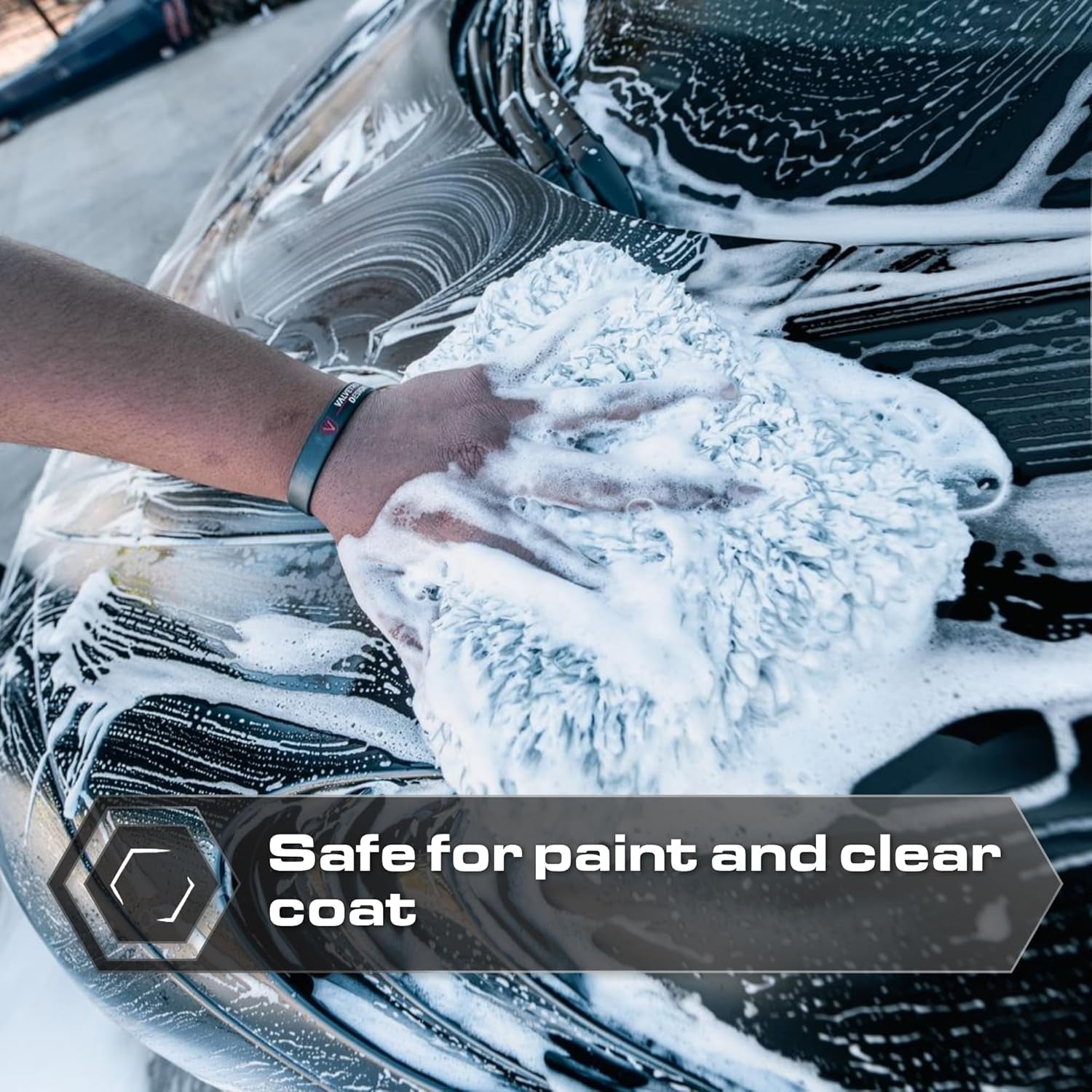 Microfiber Automotive Wash Mitt -Premium Scratch Free Wash Mitt for Car Cleaning|Car Detailing Accessory Works with Bucket, Car Shampoo, or Foam Cannon | 70%/30% Microfiber Blend, 9"X11"