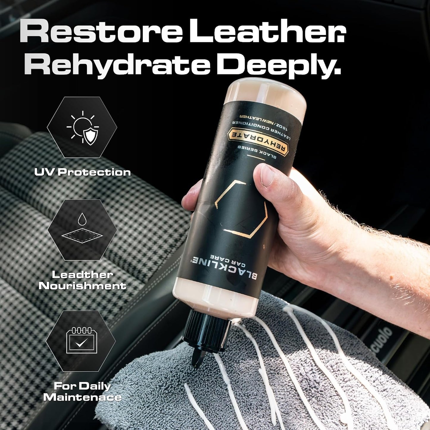 Car Care - Leather Rehydrate, Leather Conditioner for All Leather - Cars, Furniture, Shoes, and Purses - 16 Fl OZ