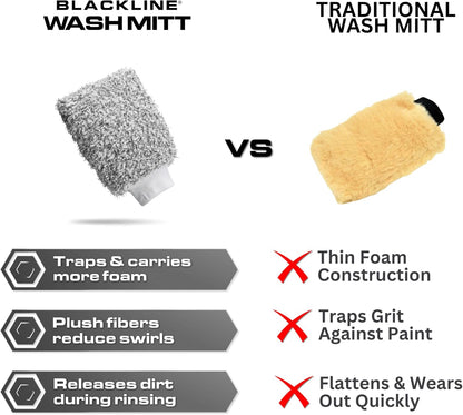 Microfiber Automotive Wash Mitt -Premium Scratch Free Wash Mitt for Car Cleaning|Car Detailing Accessory Works with Bucket, Car Shampoo, or Foam Cannon | 70%/30% Microfiber Blend, 9"X11"