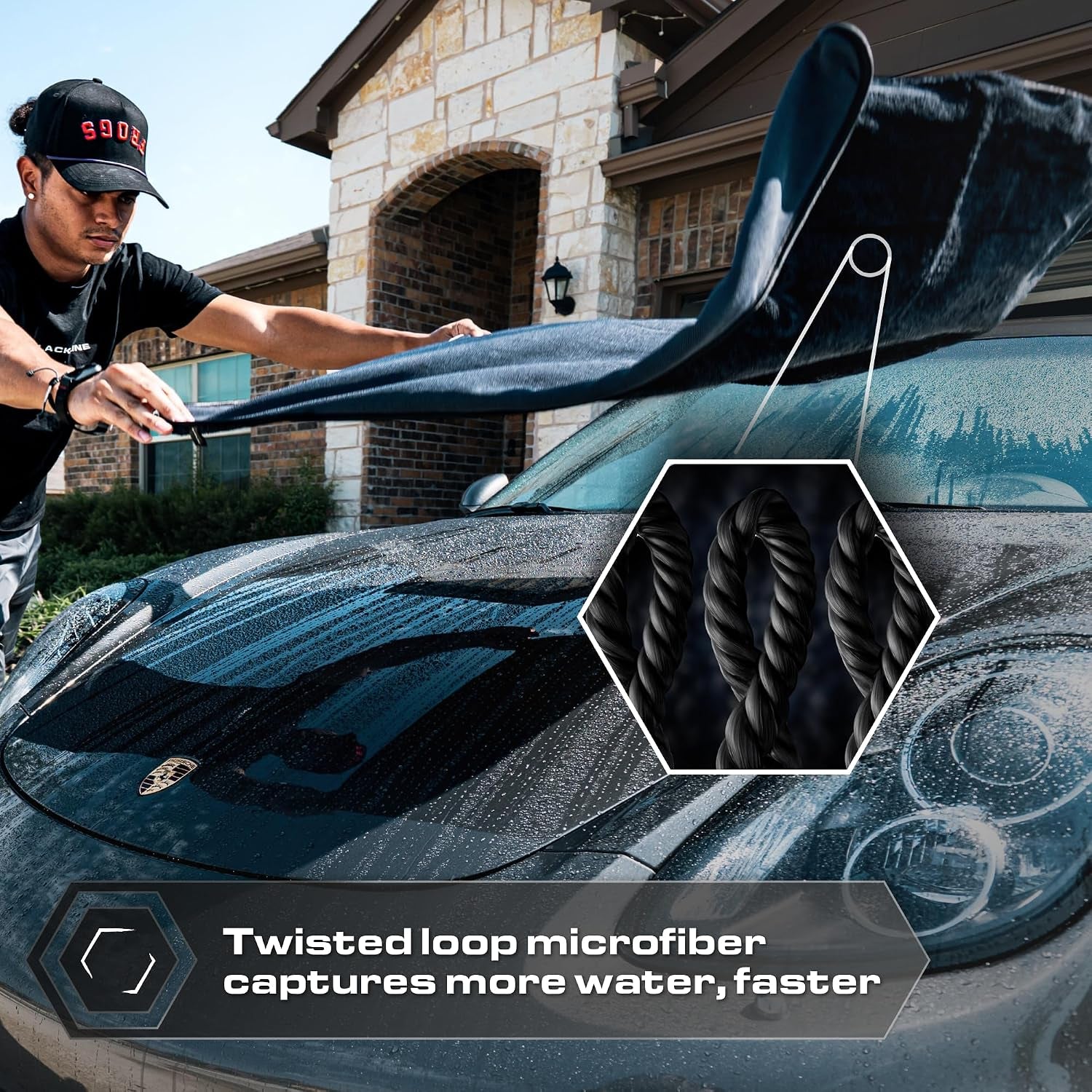 24"X36" Slim Twisted-Loop Drying Towel, 800GSM, Streak Free, Lint Free, Reusable - Car Accessories, Bath Towels, Microfiber Cleaning Cloth - One Pass Is All You Need