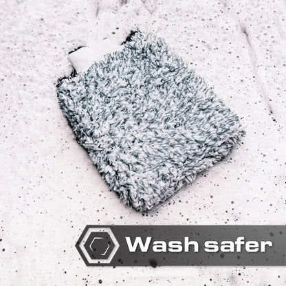 Microfiber Automotive Wash Mitt -Premium Scratch Free Wash Mitt for Car Cleaning|Car Detailing Accessory Works with Bucket, Car Shampoo, or Foam Cannon | 70%/30% Microfiber Blend, 9"X11"