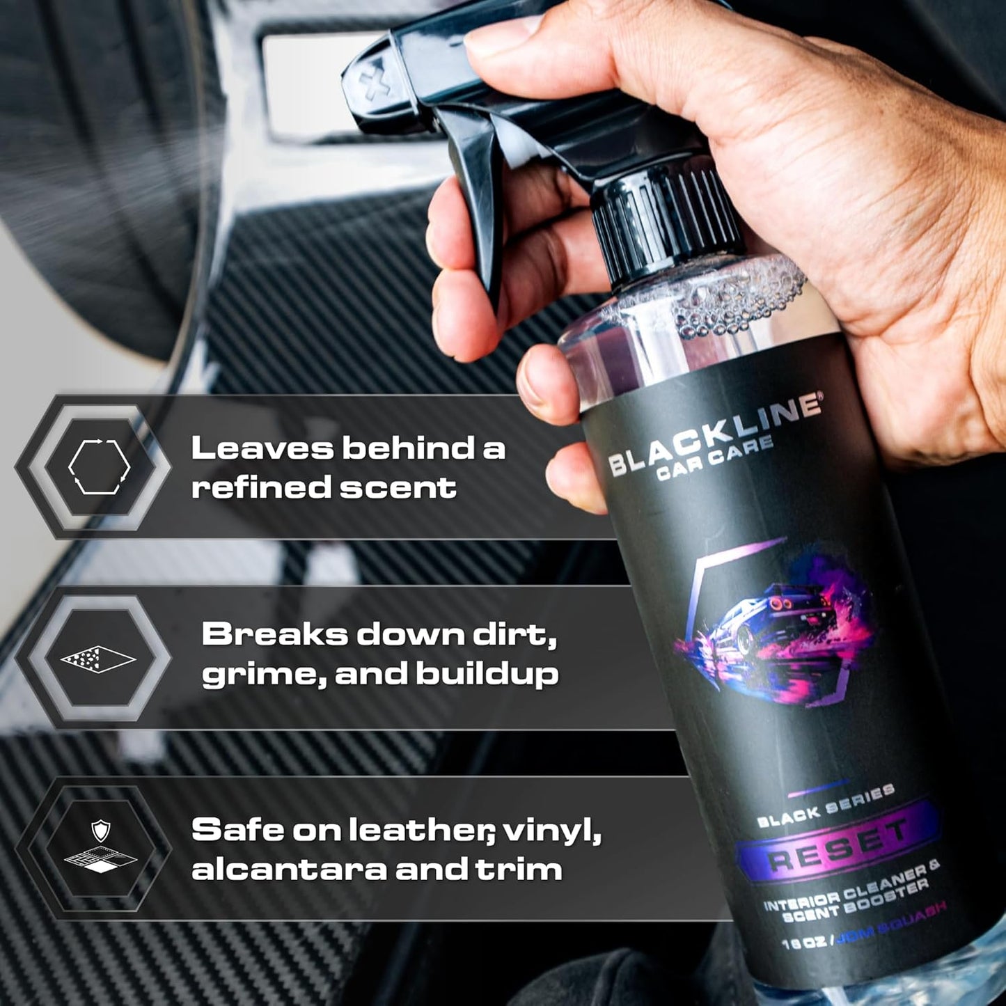 Luxury Scented Leather Interior Car Cleaner Reset Deep Cleans & Deodorizes All Surfaces, Ph-Neutral High-Foam Formula, Long-Lasting Premium Fragrance and Deodorization for Car - Oasis