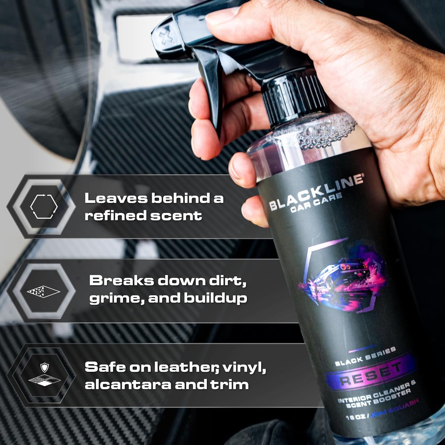 Luxury Scented Leather Interior Car Cleaner Reset Deep Cleans & Deodorizes All Surfaces, Ph-Neutral High-Foam Formula, Long-Lasting Premium Fragrance and Deodorization for Car - Oasis